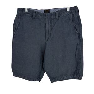 J Crew Baird Mcnutt Linen Club Shorts Mens size 33 Blue Striped 10" Inseam